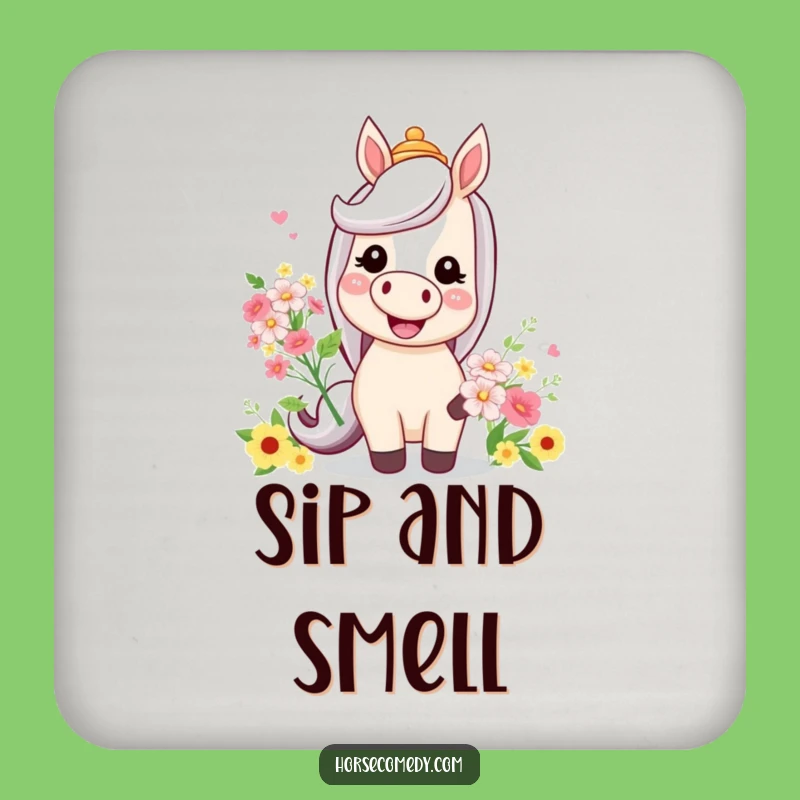 Funny Horse Coaster: Silly Hat Flowers for Your Table