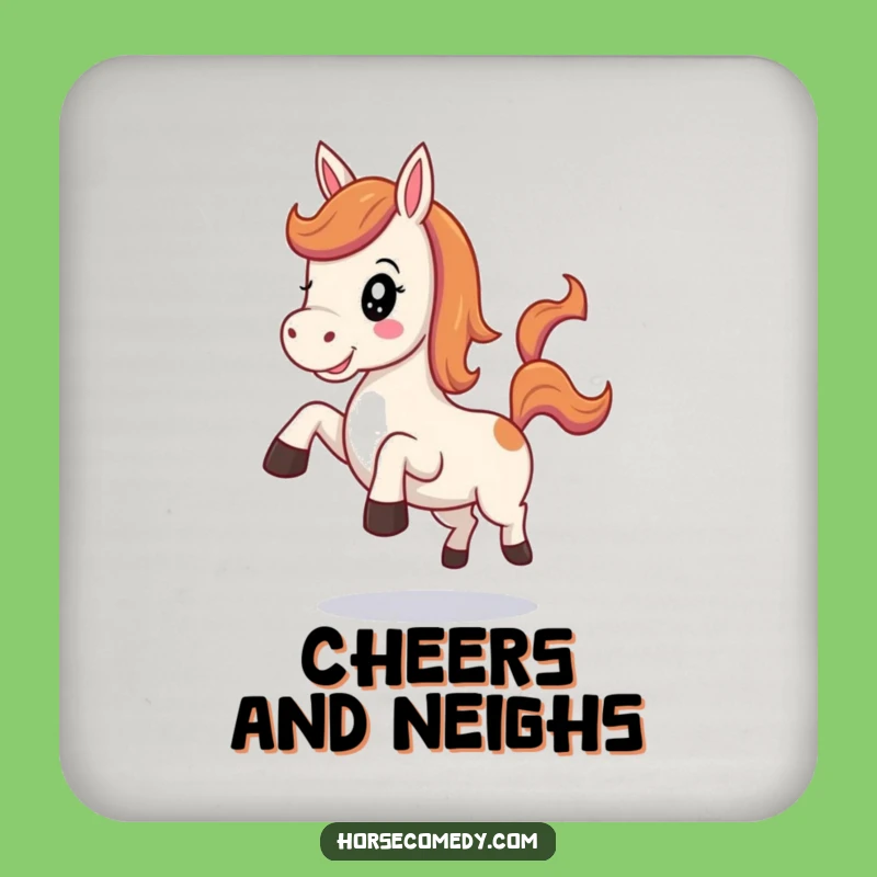 Funny Kawaii Horse Coaster Set: Protect Surfaces with Cheerful Neigh Kick Art