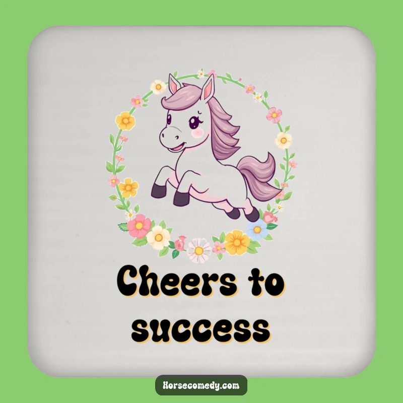 Funny Leaping Horse Flower Hoop Coasters: Protect Surfaces with Magic!