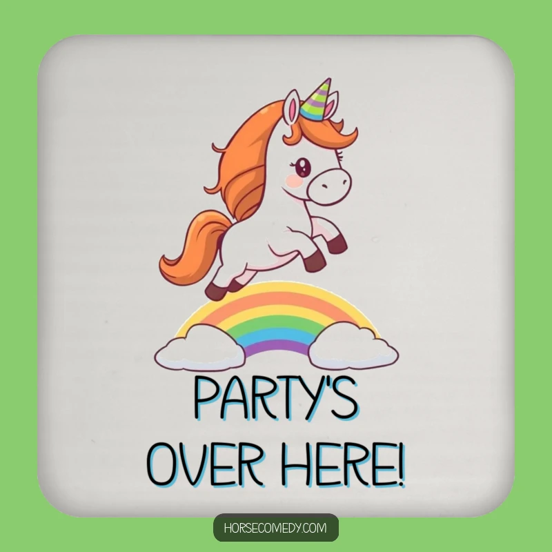 Funny Party Horse Coaster - Protect Surfaces with Magical Humor!