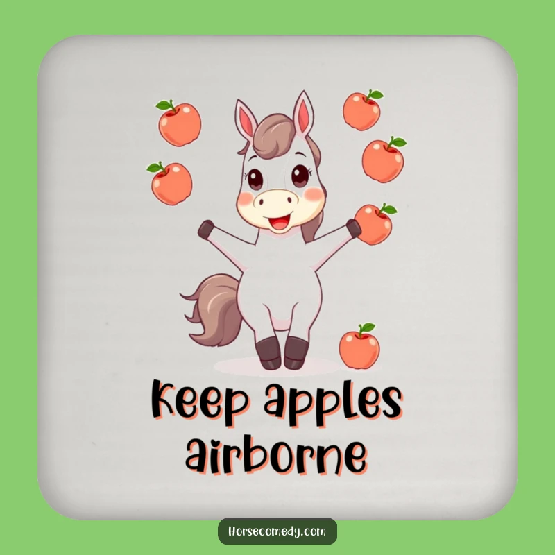 Funny Horse Juggling Apples Coaster Set - Protect Surfaces with Humor