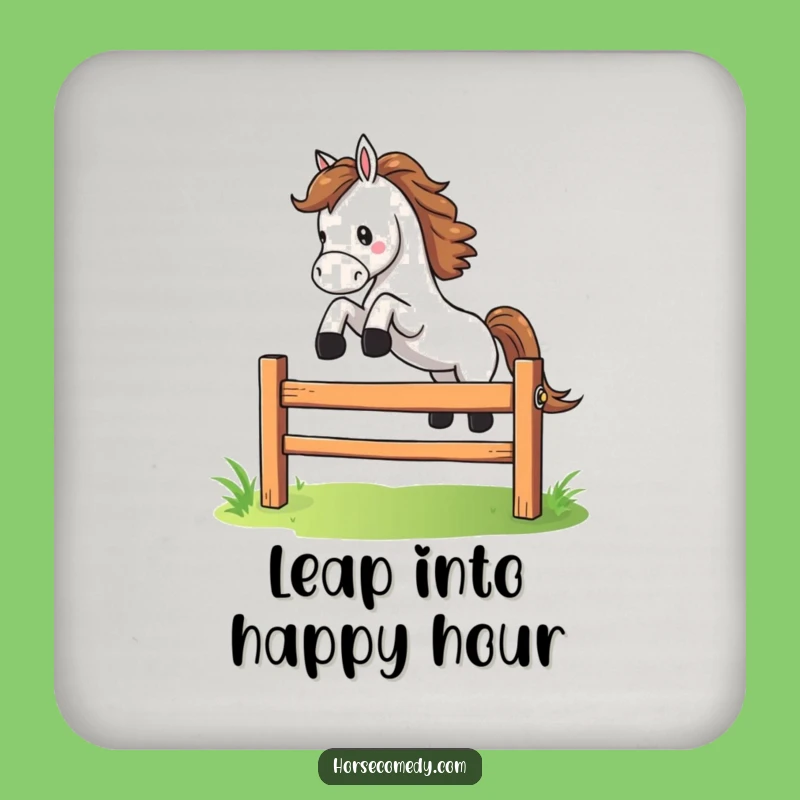 Funny Leaping Horse Fence Drink Coaster: Protect Surfaces with Athletic Charm