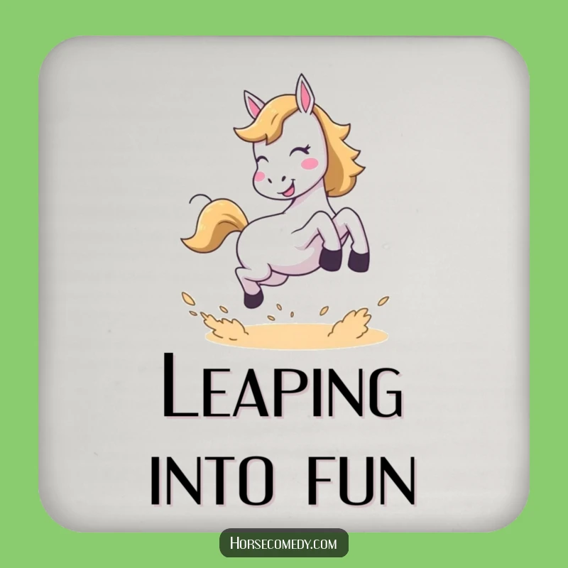 Funny Joyful Horse Coaster - Protect Surfaces with Playful Humor!