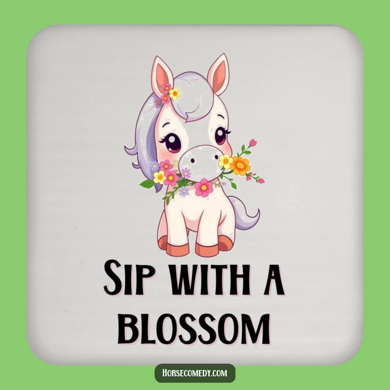 Funny Tiny Horse Flower Coaster - Protect Surfaces with Cute Humor