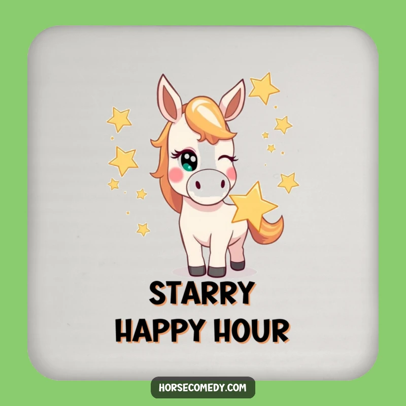Funny Mischievous Horse Star Coasters - Protect Your Space with Cosmic Art