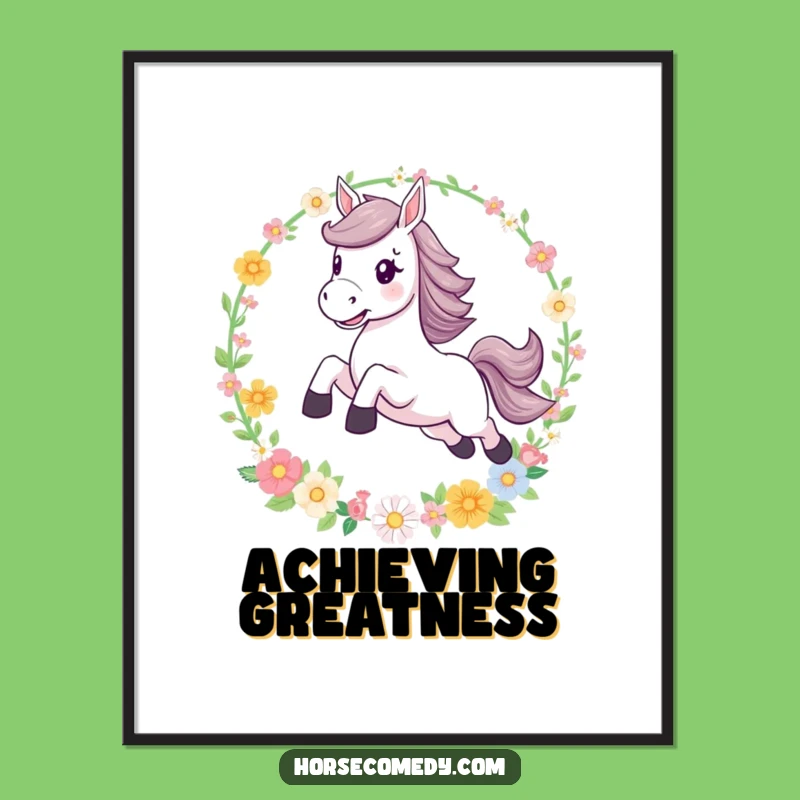 Funny Leaping Horse Flower Hoop Poster: Inspire Your Walls!