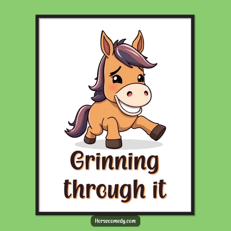 Funny Horse Goofy Grin Poster: Decorate with Resilience and Humor