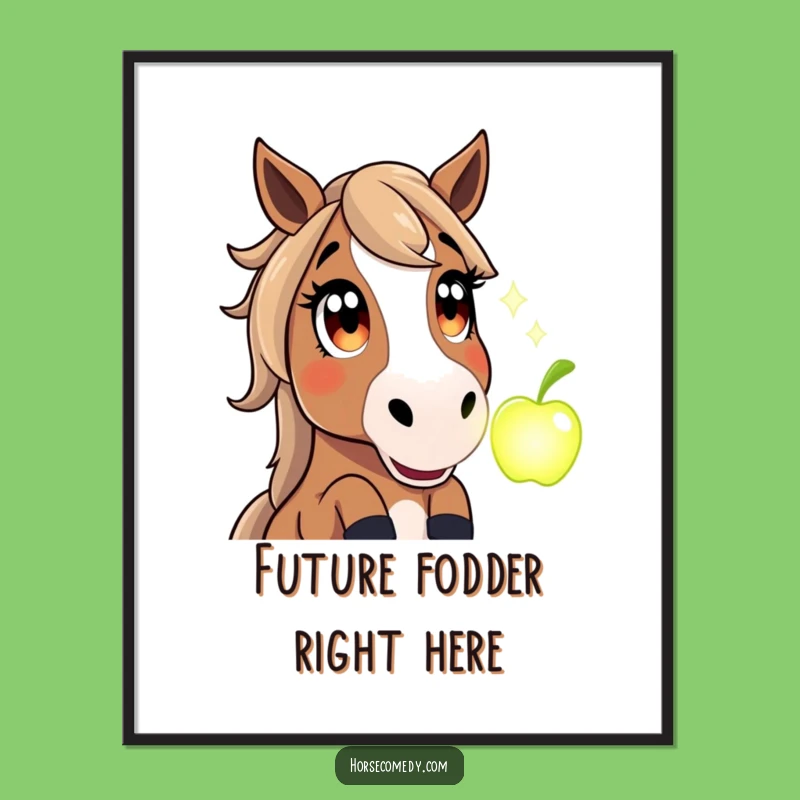 Funny Horse Poster: Magical Apple Discovery for Wall Art Lovers