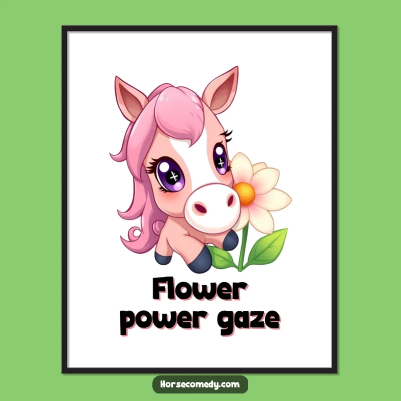 Funny Sparkle Horse Bloom Poster: Hilarious Wall Art for Whimsical Spaces