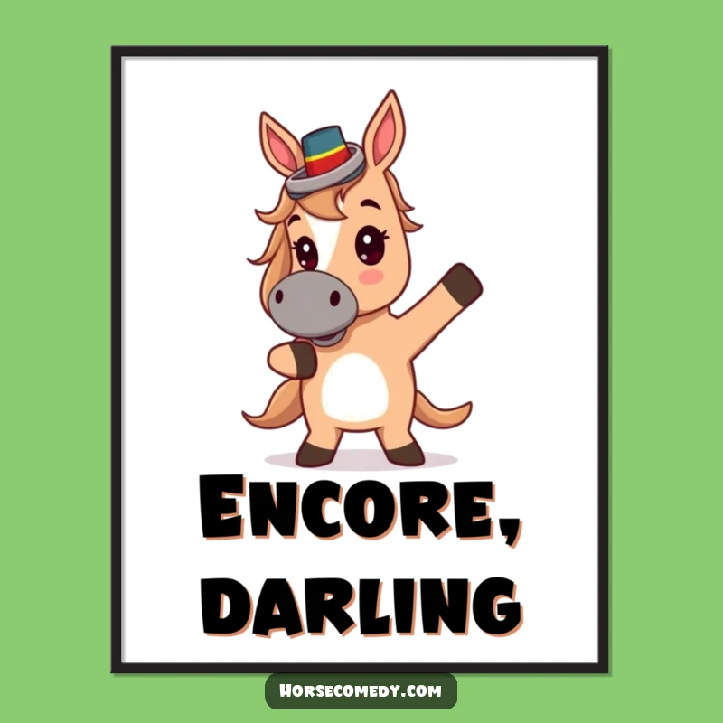 Funny Top Hat Horse Poster - Theatrical Pose Wall Art, Hilarious Funny Gift Decor