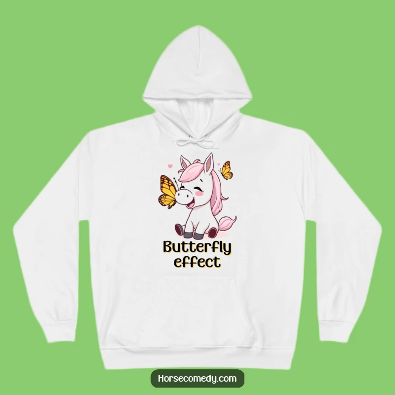 Funny Giggling Horse Butterfly Hoodie: Cozy Up with Comical Joy