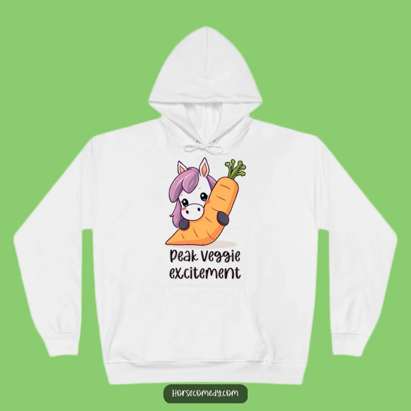 Cozy Funny Horse Carrot Hoodie: Peeking Over Giant Smile, Ultimate Funny Gift