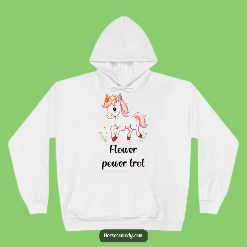 Funny Horse Foal Hoodie: Cozy Prancing Wildflower Mane Sweatshirt Gift