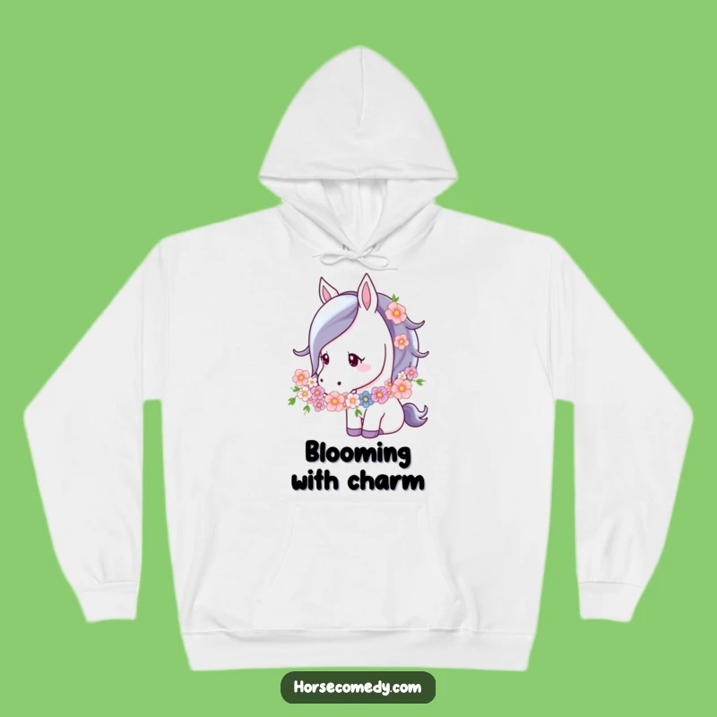 Funny Horse Flower Garland Hoodie: Cozy Bloom, Warm & Kind Gift