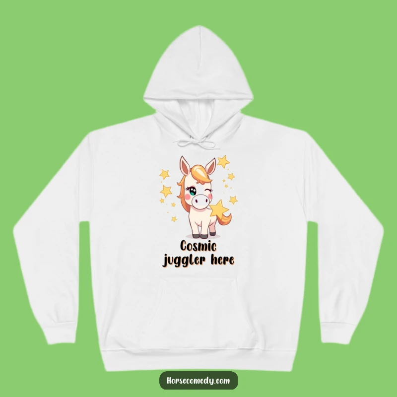 Funny Mischievous Horse Star Hoodie - Cozy Cosmic Fun & Hilarious Gift