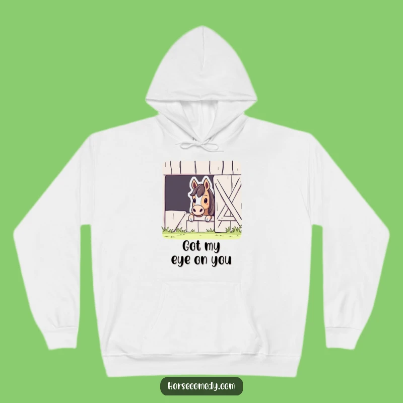 Funny Horse Barn Peek Hoodie: Cozy Curiosity, Warm & Hilarious Gift