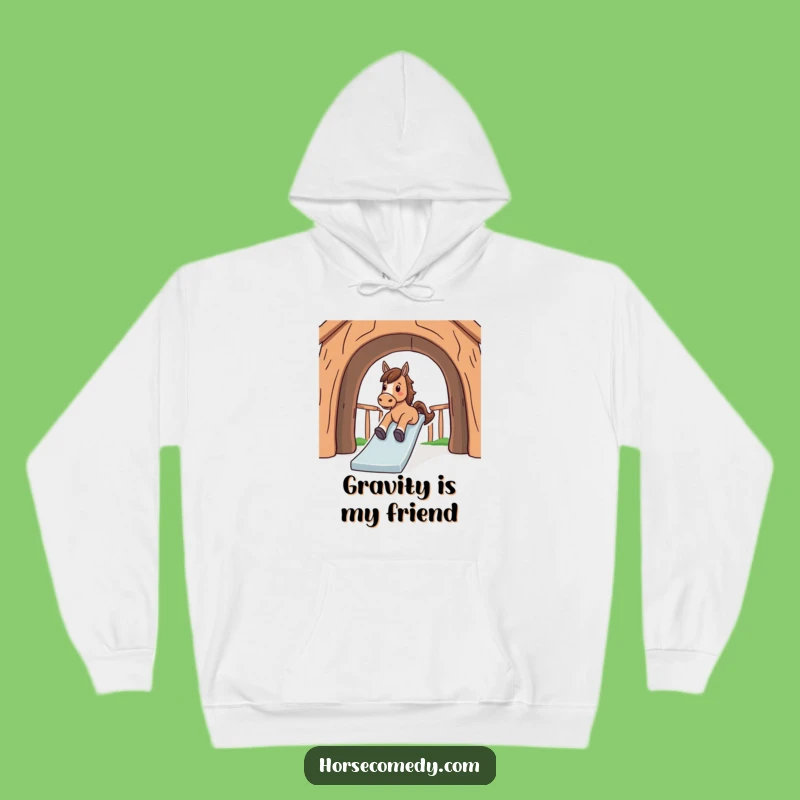 Funny Horse Sliding Down Slide Hoodie - Cozy Playtime Comfort
