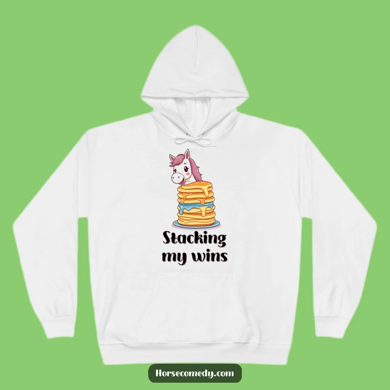 Funny Delighted Horse Pancake Hoodie - Cozy Breakfast & Hilarious Gift
