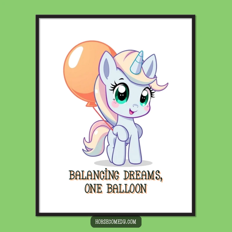 Free Printable Wall Art: Pony Balancing Balloon, Funny Downloadable Art