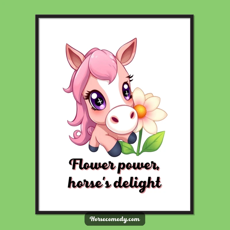 Funny Free Printable Wall Art: Sparkly Horse & Giant Flower, Whimsical Downloadable Decor!