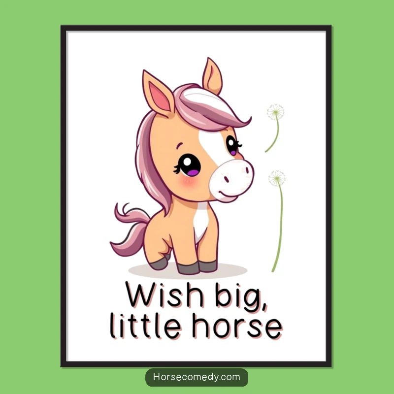 Free Printable Wall Art: Dandelion Horse Play - Funny Cute Downloadable Decor