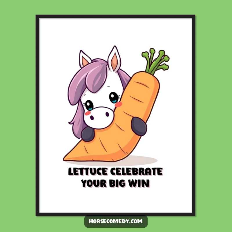 Free Printable Wall Art Funny Horse Carrot Giggle Downloadable Decor