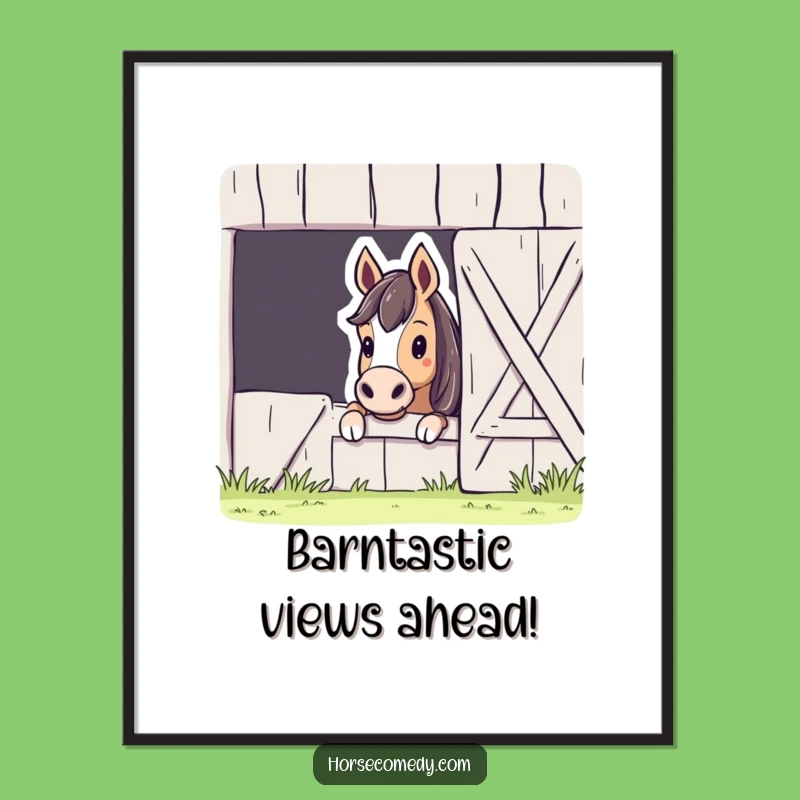 Funny Free Printable Horse Barn Peek Wall Art - Quirky Downloadable Decor