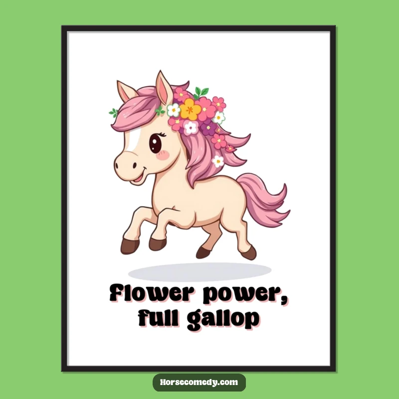 Funny Free Printable Horse Wall Art: Floral Gallop, Downloadable Whimsical Decor