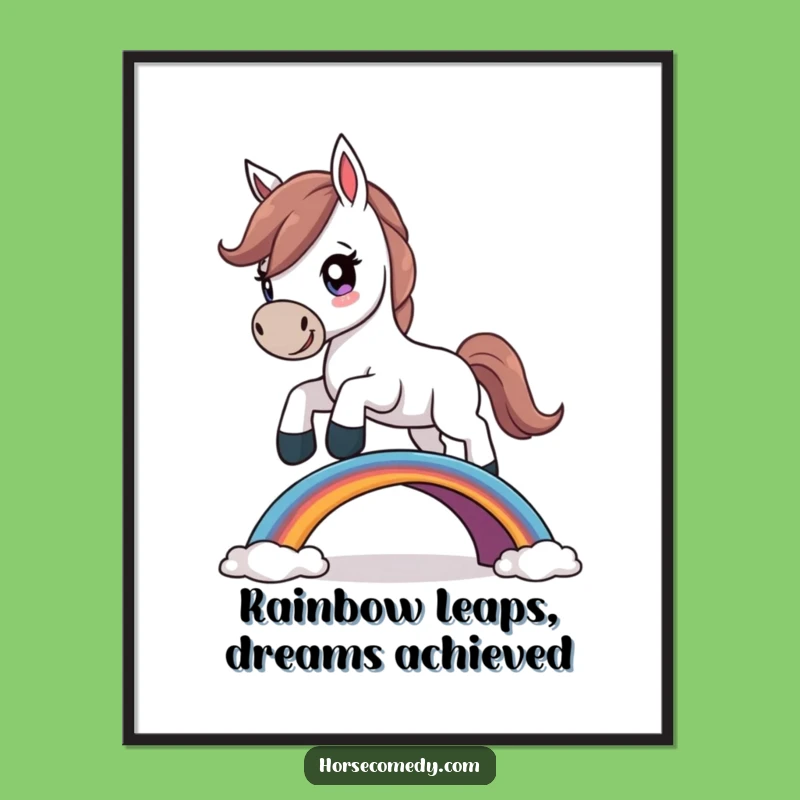 Funny Free Printable Wall Art: Horse Jumping Rainbow Bridge - Motivational Dog Downloadable Art