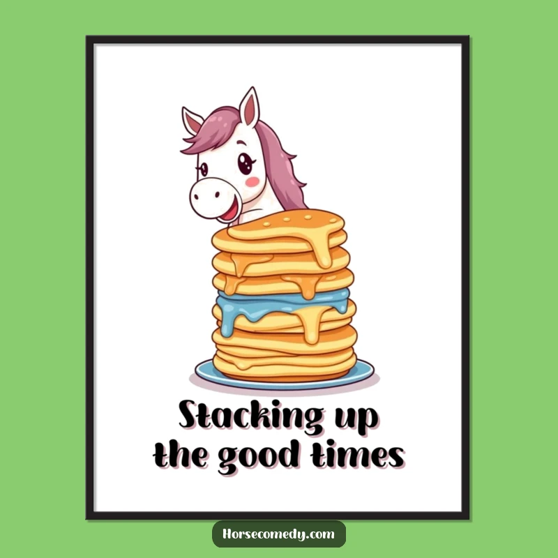 Free Printable Wall Art: Horse Balancing Pancakes, Funny Downloadable Decor
