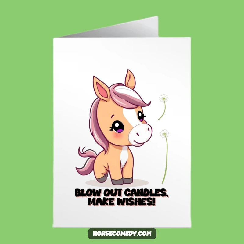 Free Printable Birthday Card: Dandelion Horse Nudge - Funny Downloadable
