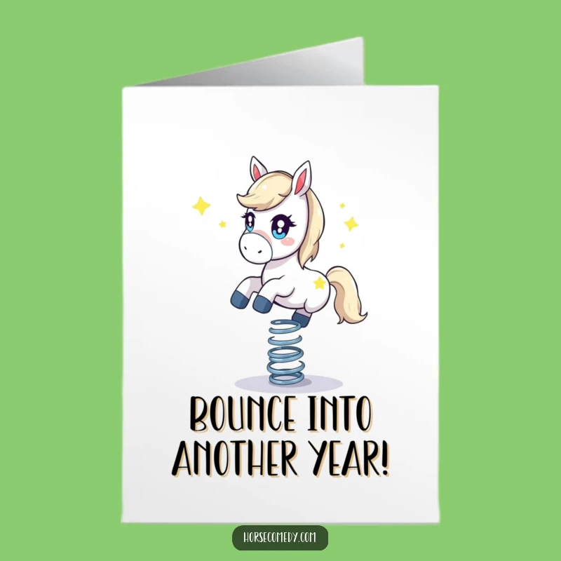 Free Printable Birthday Card Funny Horse Spring Stars Gift Downloadable