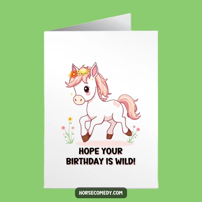Free Printable Horse Birthday Card: Joyful Foal - Funny Downloadable Gift