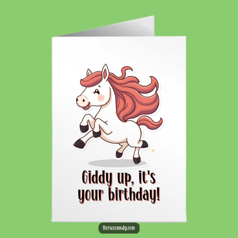 Free Printable Birthday Card Funny Horse Gallop Kicking Gift Downloadable