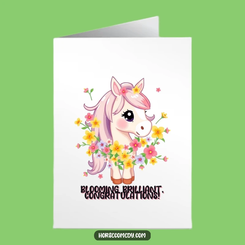 Hilarious Free Printable Congrats Card: Floral Horse - Blooming Success Downloadable Gift