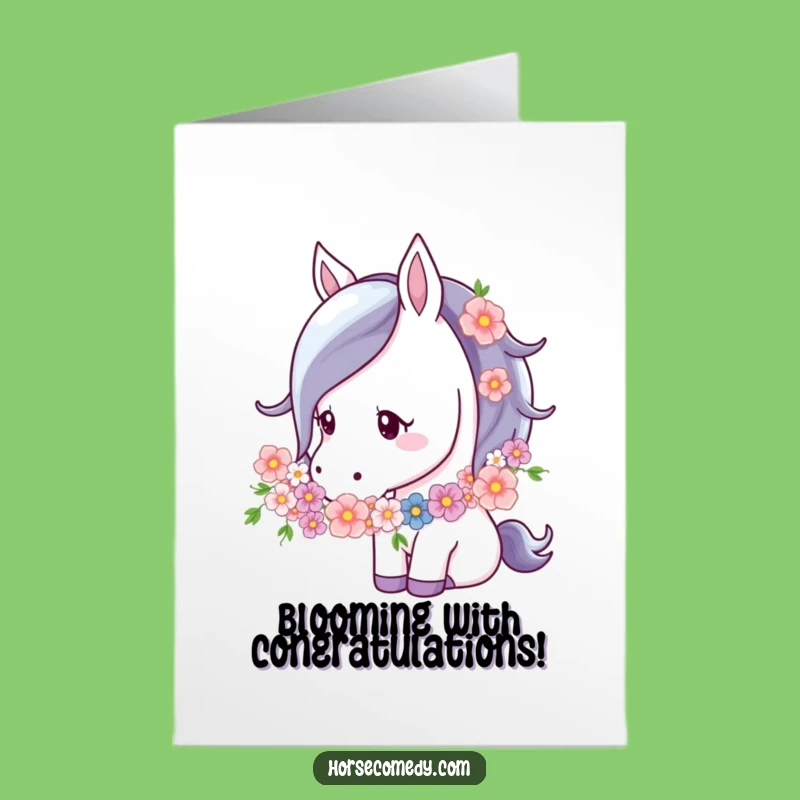 Free Printable Gentle Horse Flower Garland Congrats Card - Sweet Downloadable Gift