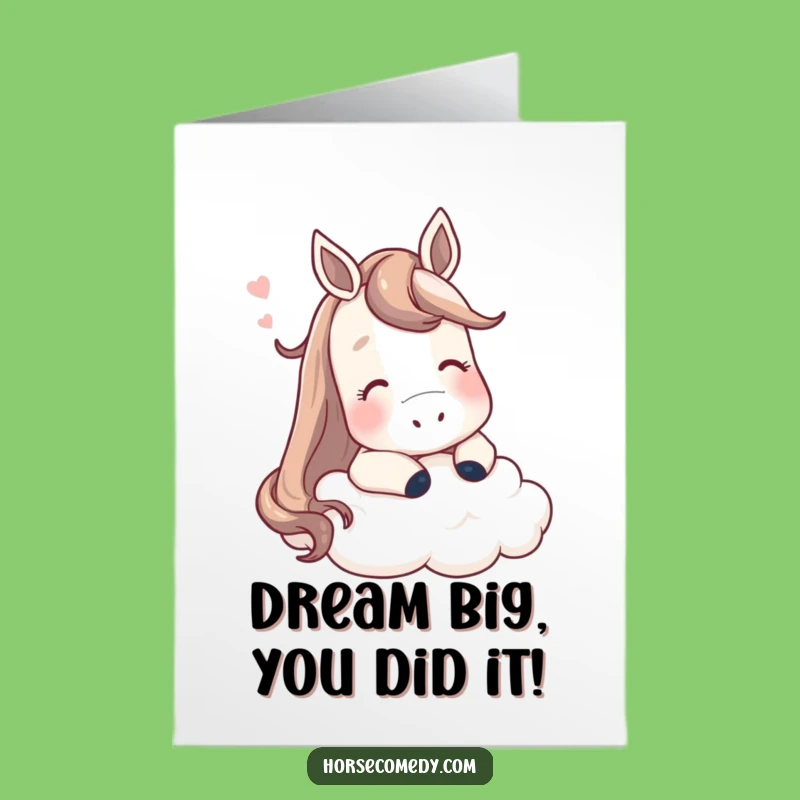 Free Printable Horse Congrats Card: Funny Equine Cloud Nine Downloadable Print for Dreamy Success