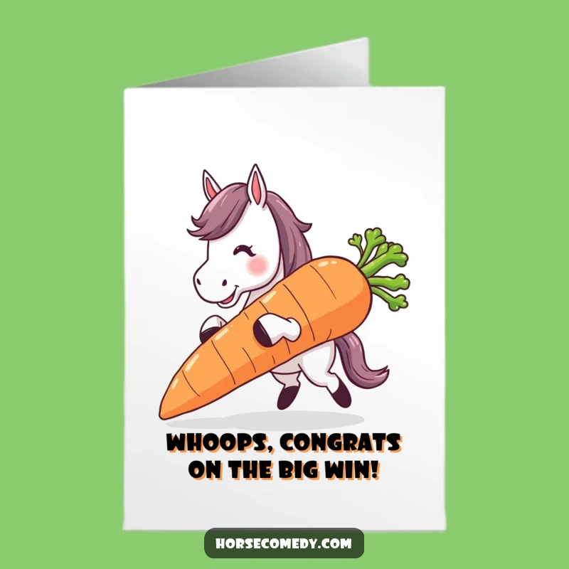 Free Printable Congrats Card: Horse Fumble & Carrot, Wacky Downloadable Gift!