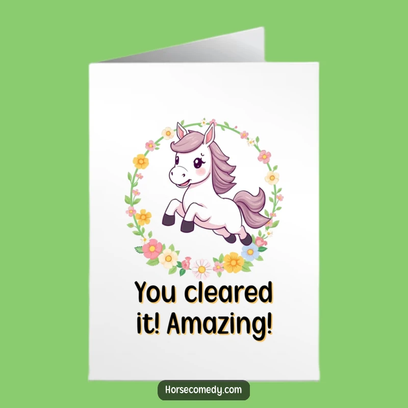 Free Printable Congrats Card: Leaping Horse Hoop, Celebrate with Downloadable Gift