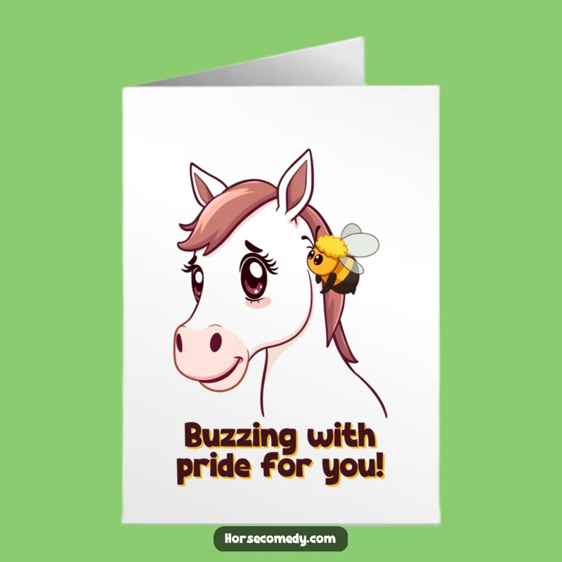 Hilarious Free Printable Congrats Card: Surprised Horse & Bee - Unexpected Downloadable Gift