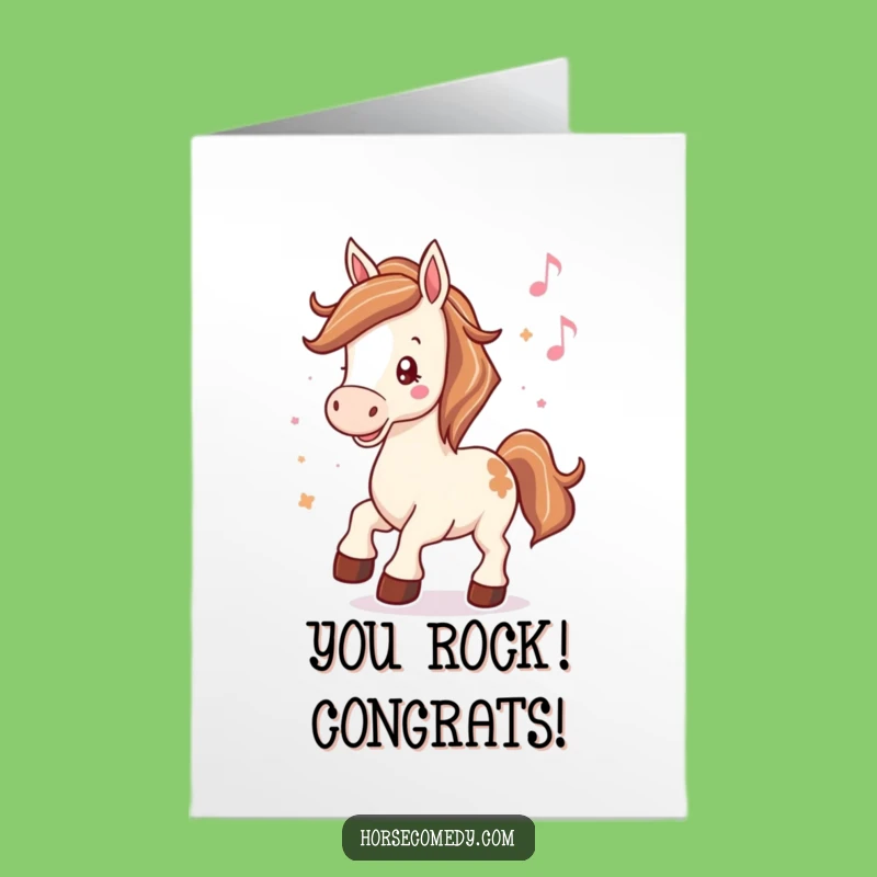 Free Printable Horse Congrats Card: Joyful Equine Tapping Hooves Funny Downloadable