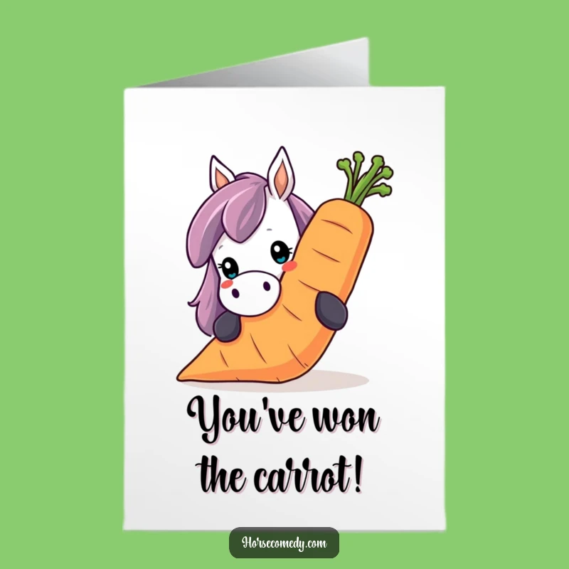 Free Printable Congrats Card Horse Carrot Giggle Gift Downloadable