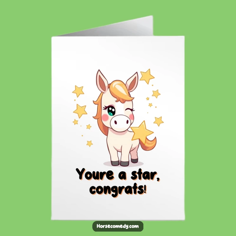 Free Printable Congrats Card: Horse Juggling Stars, Hilarious Downloadable Celebration Gift