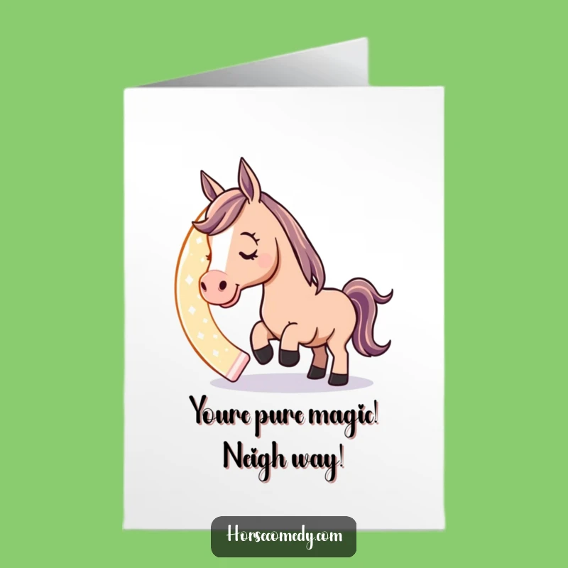 Free Printable Congrats Card Horse: Lucky Horseshoe & Glow Funny Downloadable Gift