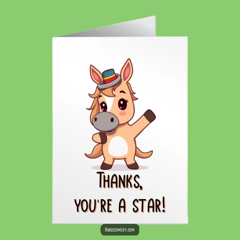 Free Printable Funny Horse Top Hat Thank You Card - Theatrical Downloadable Gift