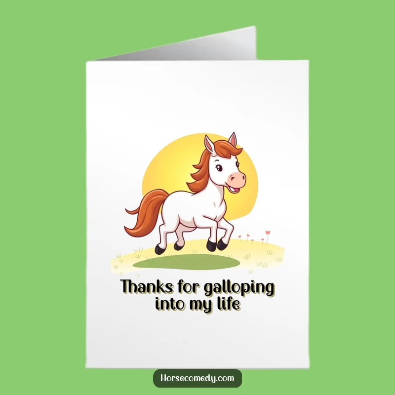 Free Printable Horse Sunset Thank You Card: Funny Galloping Horse Downloadable Appreciation!