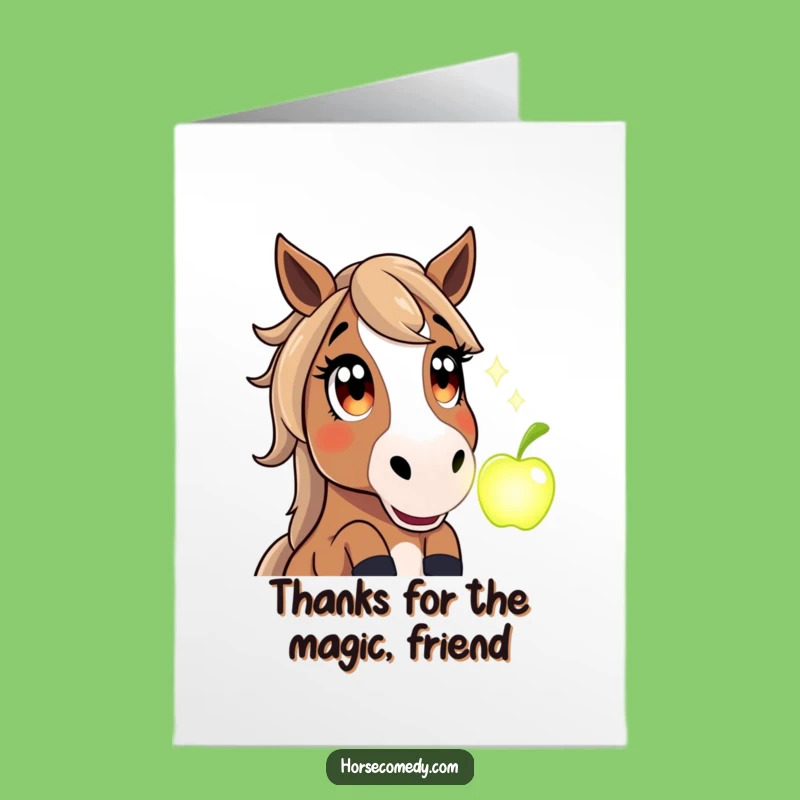Free Printable Horse Thank You Card: Amazed Equine's Magical Apple Gratitude Funny Downloadable