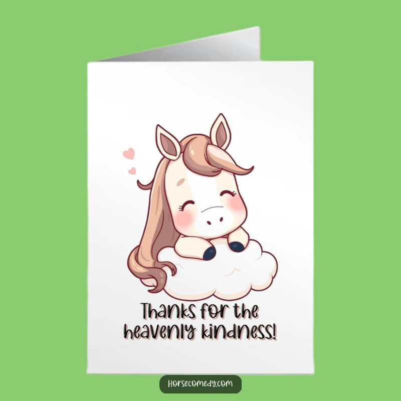 Free Printable Horse Thank You Card: Funny Equine Cloud Comfort Downloadable for Sweet Gratitude