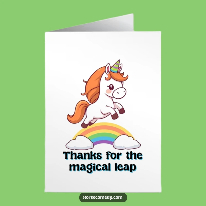 Free Printable Horse Thank You Card: Rainbow Leap, Funny Gratitude Downloadable Gift