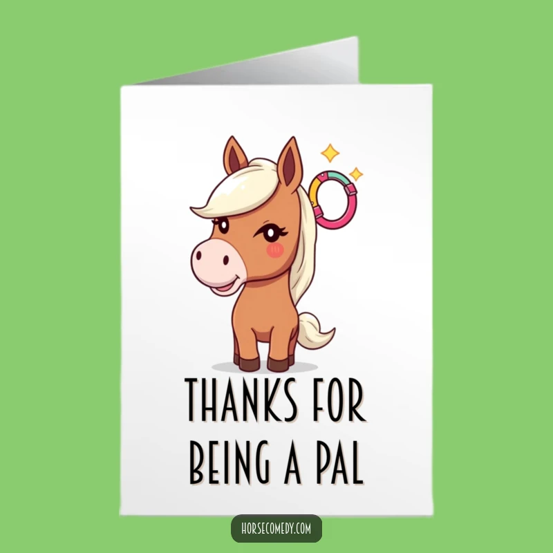 Free Printable Horse Thank You Card: Winking Equine's Horseshoe Toss of Gratitude Funny Downloadable